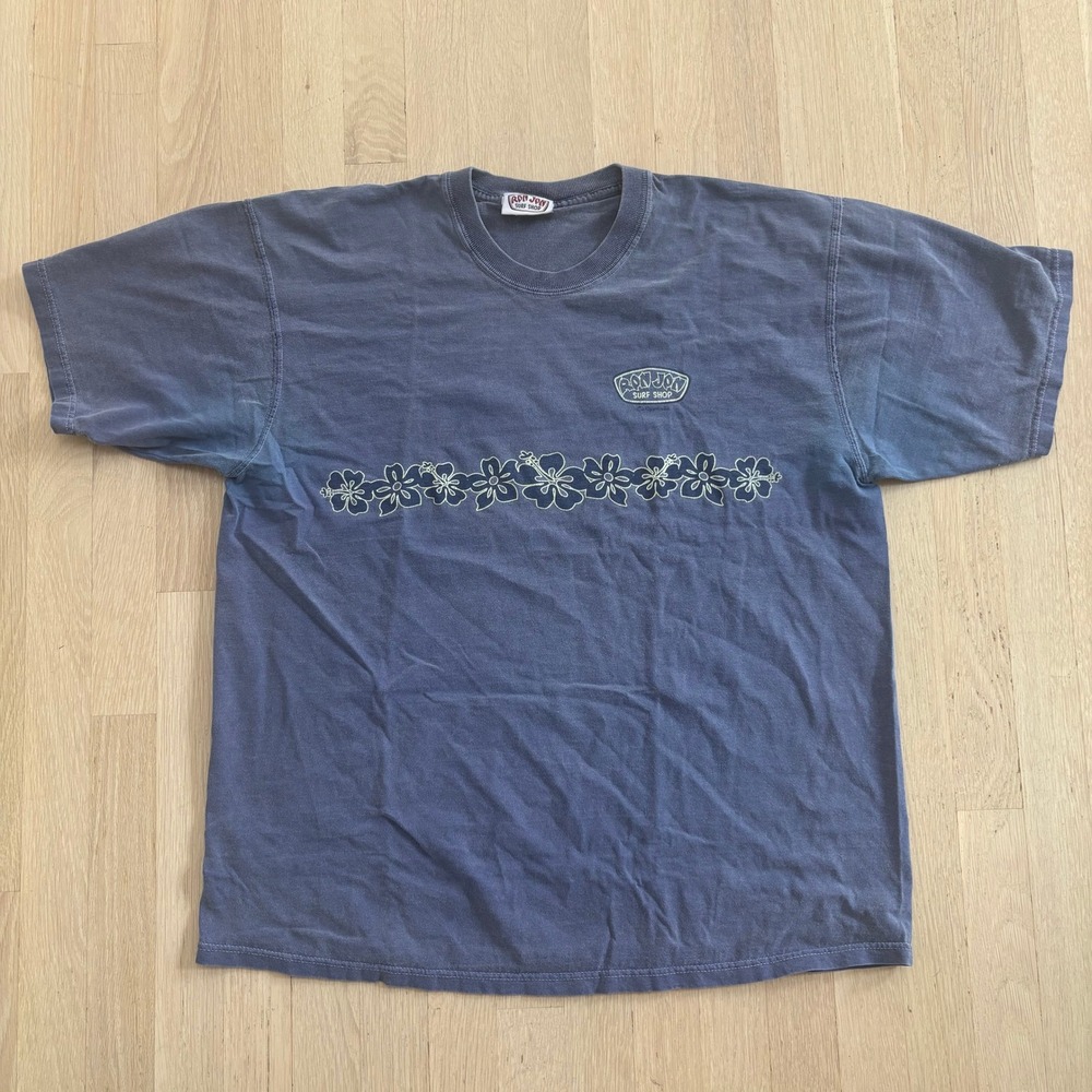 Ron Jon Surf Shop T-Shirt Mens Large Blue Hibiscus Graphic Good California Tee